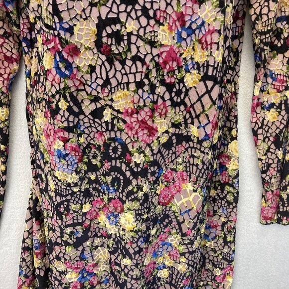 Petit Pois Viviana G Velvet Burnout Dress Womens Size XL Black Pink Lightweight - Picture 11 of 14